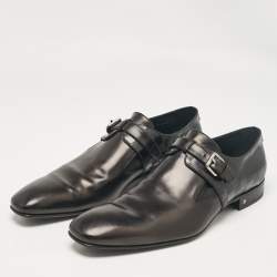 Pre Owned Louis Vuitton Black Damier Embossed Leather Delaware Loafers Size 47