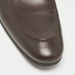 Pre Owned Louis Vuitton Brown Leather Slip On Loafers Size 45.5