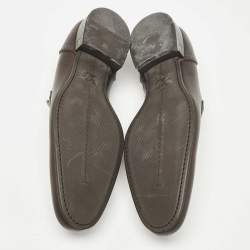 Pre Owned Louis Vuitton Brown Leather Slip On Loafers Size 45.5