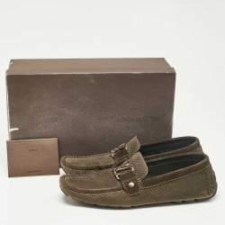 Louis Vuitton Green Suede Monte Carlo Loafers Size 44