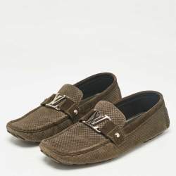 Louis Vuitton Green Suede Monte Carlo Loafers Size 44
