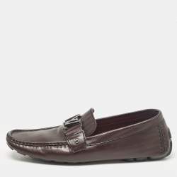 Pre Owned Louis Vuitton Burgundy Leather Monte Carlo Driver Loafers Size 43