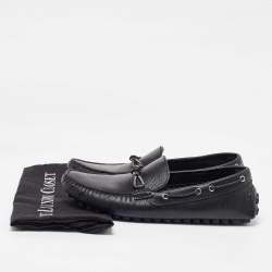 Pre Owned حذاء لوفرز لوي فيتون نمزين عقدة مغزولة جلد إيبي أسود مقاس 42.5