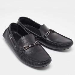 Pre Owned حذاء لوفرز لوي فيتون نمزين عقدة مغزولة جلد إيبي أسود مقاس 42.5