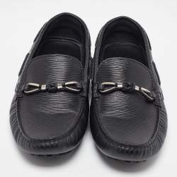 Pre Owned حذاء لوفرز لوي فيتون نمزين عقدة مغزولة جلد إيبي أسود مقاس 42.5