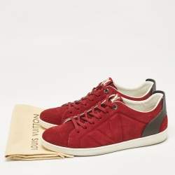 Louis Vuitton Burgundy Leather Suede Lace Up Sneakers Size 43