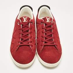 Louis Vuitton Burgundy Leather Suede Lace Up Sneakers Size 43