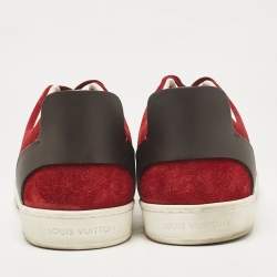 Louis Vuitton Burgundy Leather Suede Lace Up Sneakers Size 43