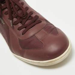 Louis Vuitton Burgundy Leather and Neoprene Low Top Sneakers Size 43