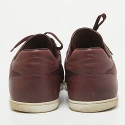 Louis Vuitton Burgundy Leather and Neoprene Low Top Sneakers Size 43