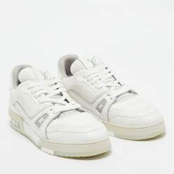 Louis Vuitton White Leather LV Trainer Lace Up Sneakers Size 42