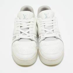 Louis Vuitton White Leather LV Trainer Lace Up Sneakers Size 42