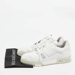 Louis Vuitton White Leather LV Trainer Lace Up Sneakers Size 42