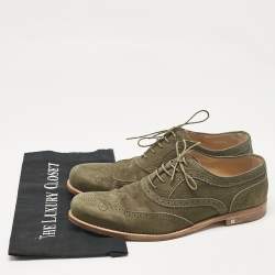 Louis Vuitton Green Nubuck Leather Lace Up Oxford Size 42