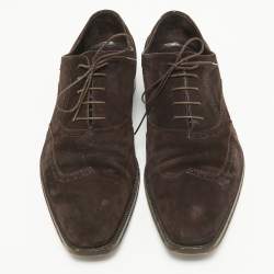 Louis Vuitton Brown Suede Lace Up Oxfords Size 42.5