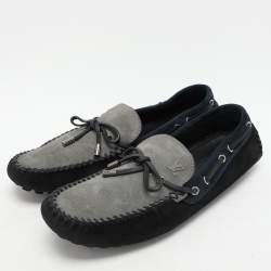 Louis Vuitton Tricolor Suede Bow Slip On Loafers Size 43.5