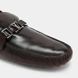 Louis Vuitton Brown Leather Hockenheim Loafers Size 44
