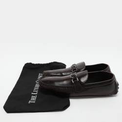 Louis Vuitton Brown Leather Hockenheim Loafers Size 44