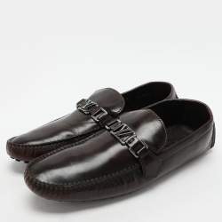 Louis Vuitton Brown Leather Hockenheim Loafers Size 44