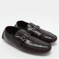 Louis Vuitton Brown Leather Hockenheim Loafers Size 44