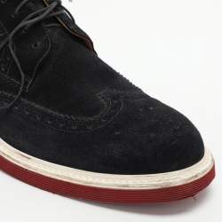 Louis Vuitton Navy Blue Brogue Suede Lace Up Derby Size 42