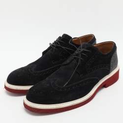 Louis Vuitton Navy Blue Brogue Suede Lace Up Derby Size 42