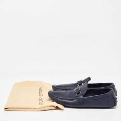 Louis Vuitton Navy Blue Leather Hockenheim Loafers Size 41.5