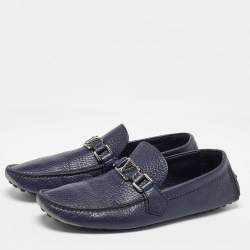 Louis Vuitton Navy Blue Leather Hockenheim Loafers Size 41.5