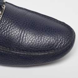 Louis Vuitton Navy Blue Leather Hockenheim Loafers Size 41.5