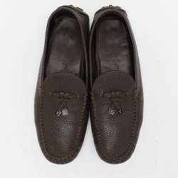 Louis Vuitton Brown Leather Bow Loafers Size 44