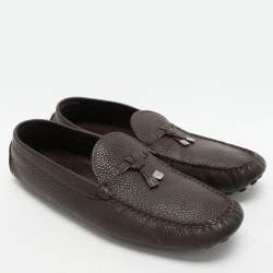 Louis Vuitton Brown Leather Bow Loafers Size 44