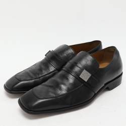 Louis Vuitton Black Damier Embossed Leather Loafers Size 41