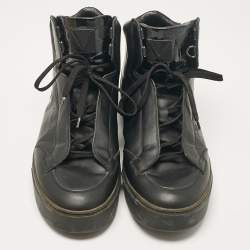Louis Vuitton Black Leather Slipstream High Top Sneakers Size 42.5