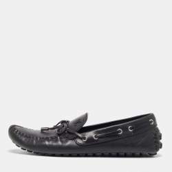 Louis Vuitton Black Leather Bow Arizona Loafers Size 42.5