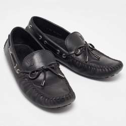 Louis Vuitton Black Leather Bow Arizona Loafers Size 42.5