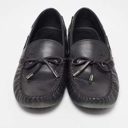Louis Vuitton Black Leather Bow Arizona Loafers Size 42.5