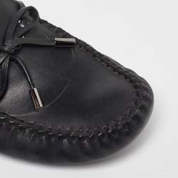 Louis Vuitton Black Leather Bow Arizona Loafers Size 42.5