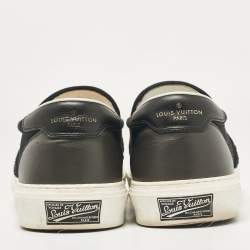 Louis Vuitton Black Canvas and Leather Slip On Sneakers Size 43
