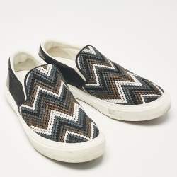 Louis Vuitton Black Canvas and Leather Slip On Sneakers Size 43