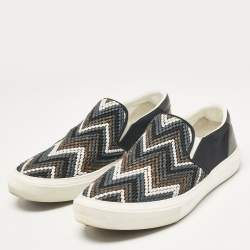 Louis Vuitton Black Canvas and Leather Slip On Sneakers Size 43
