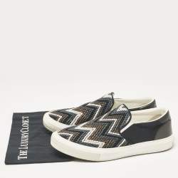 Louis Vuitton Black Canvas and Leather Slip On Sneakers Size 43