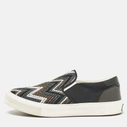 Louis Vuitton Black Canvas and Leather Slip On Sneakers Size 43