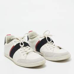 Pre Owned Louis Vuitton White Leather Waterline Lace Up Sneakers Size 42.5
