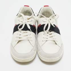 Pre Owned Louis Vuitton White Leather Waterline Lace Up Sneakers Size 42.5