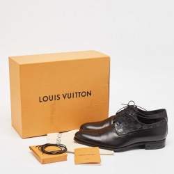 Pre Owned Louis Vuitton Black Damier Leather Haussmann Derby Size 44
