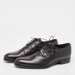 Pre Owned Louis Vuitton Black Damier Leather Haussmann Derby Size 44