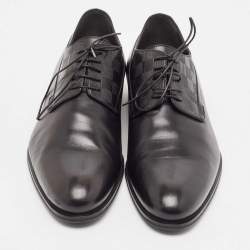 Pre Owned Louis Vuitton Black Damier Leather Haussmann Derby Size 44