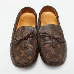 Pre Owned Louis Vuitton Brown Monogram Canvas Gloria Slip on Loafers Size 41.5