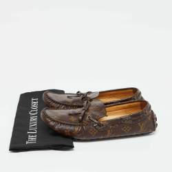 Pre Owned Louis Vuitton Brown Monogram Canvas Gloria Slip on Loafers Size 41.5