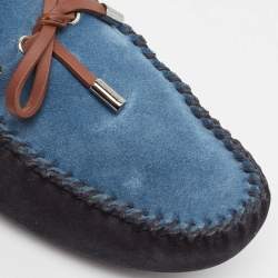 Pre Owned Louis Vuitton Mulitcolor Suede and Leather Slip On Loafers Size 44